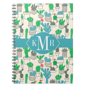 Cute Natural Floral Cacti Pattern Spiral Notebook