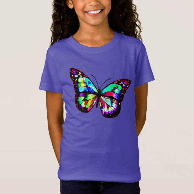 Cute nature colourful butterfly kids shirt design (Front)