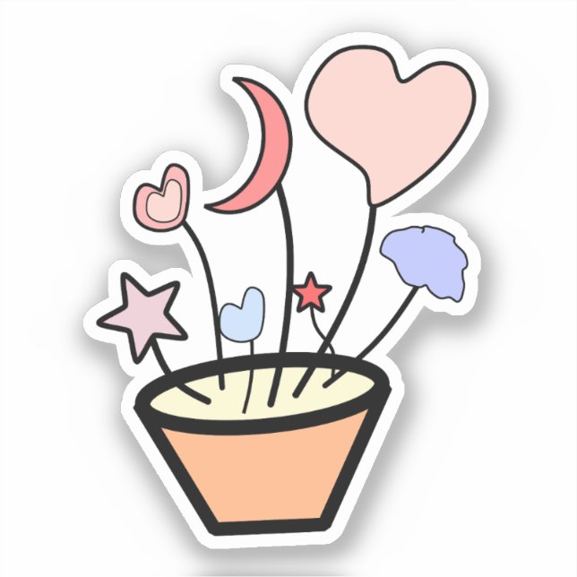 Cute Nature Plant Pot Vinyl Sticker (Front)