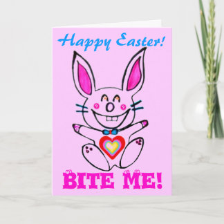♫☆♥Çütê Naughty Bunny HappyEaster Card๑¦☆♥♪ Holiday Card