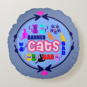 😻🐾↷❤Cute Naughty Cat Family Soft & Wrinkle-Free Round Cushion