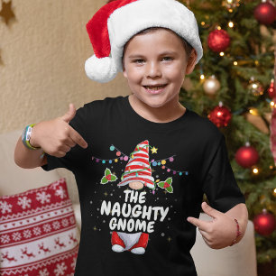 Cute Naughty Gnome Personalised Christmas T-Shirt