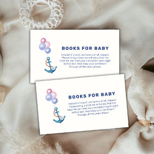 Cute Nautical Anchor Balloon Books For Baby Shower Enclosure Card