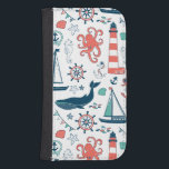 Cute Nautical Animals And Symbols Pattern Samsung S4 Wallet Case<br><div class="desc">Cute nautical assorted animals and nautical symbols simple illustration over customisable white background colour. If you need any help customising any of my designs,  contact ArtOnWear designer. Free text formatting with live help available by request.</div>
