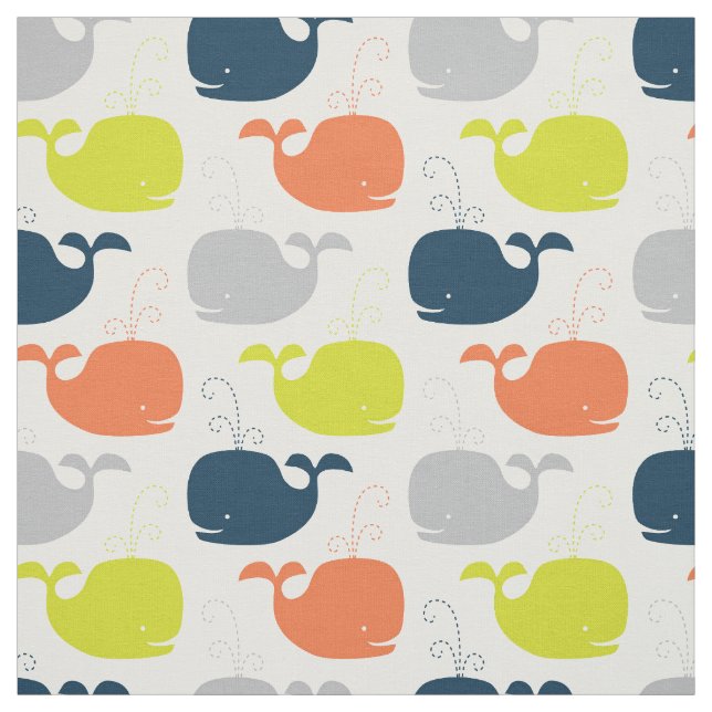Cute Nautical Baby Nursery Whales Fabric (Swatch)