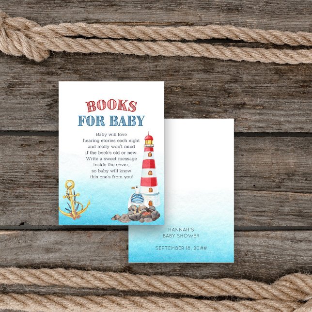 Cute Nautical Baby Shower Books for Baby Enclosure Card (Book request card from my Ahoy it's a boy Nautical Baby Shower collection
)