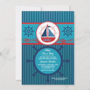 Cute Nautical Baby Shower Invitation