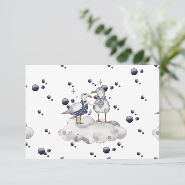 Cute Nautical Baby Shower Stationery Thank You Card (Standing Front)