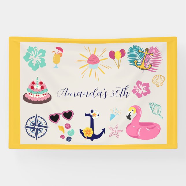 Cute Nautical Birthday Banner (Horizontal)