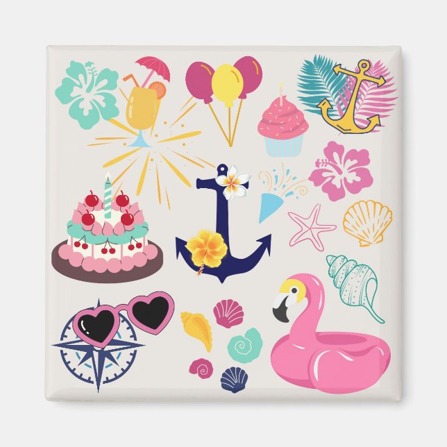 Cute Nautical Birthday Magnet (Front)