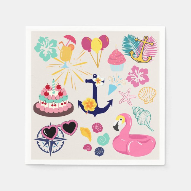 Cute Nautical Birthday Napkin (Front)