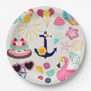 Cute Nautical Birthday Paper Plate