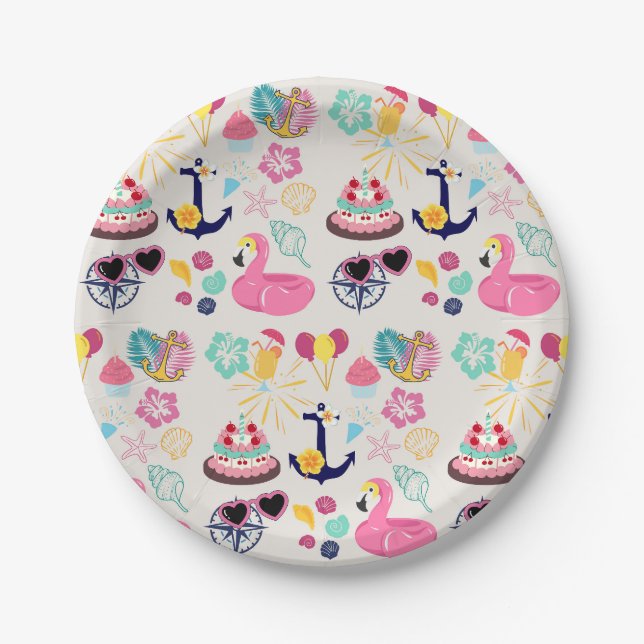 Cute Nautical Birthday Paper Plate (Front)