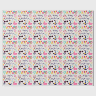 Cute Nautical Birthday Wrapping Paper