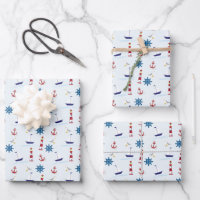 Cute Nautical Blue and Red Sailing Pattern