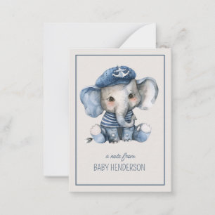 Cute Nautical Blue Baby Elephant Personalised Card
