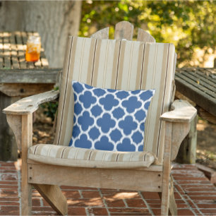 Cute Nautical Blue Ikat Quatrefoil Mosaic Pattern Cushion
