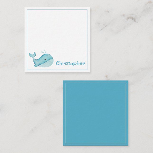 Cute Nautical Blue Whale Personalised Enclosure Card (Front/Back)