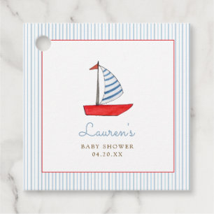 Cute Nautical Boat Baby Boy Shower Thank you Favour Tags