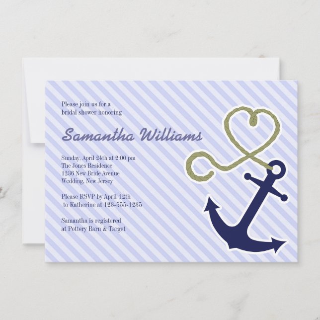 Cute Nautical Bridal Shower Invitations (Front)