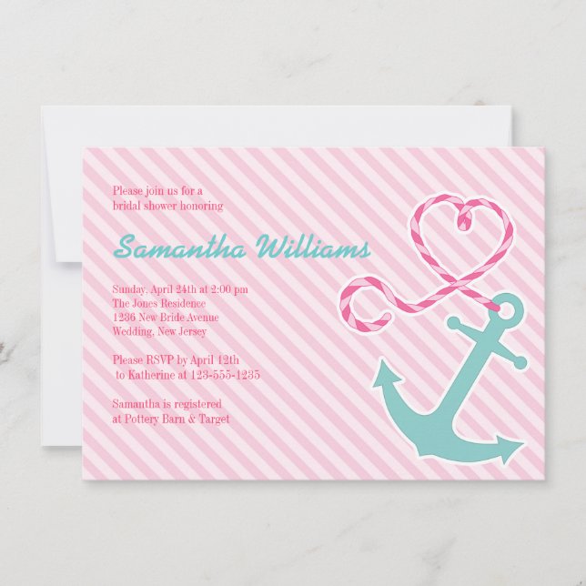 Cute Nautical Bridal Shower Invitations (Front)