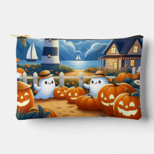 Cute, Nautical/coastal Halloween ghost/pumpkins Accessory Pouch