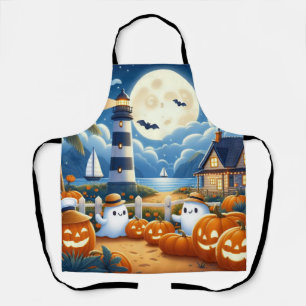 Cute, Nautical/coastal Halloween ghost/pumpkins Apron