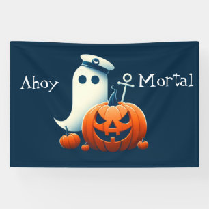 Cute, Nautical/coastal Halloween ghost/pumpkins Banner