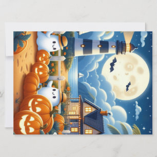 Cute, nautical/coastal pumpkins & ghosts holiday card