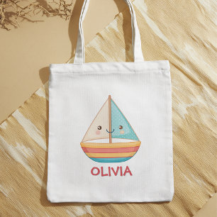 Cute Nautical Colourful Sailboat Tote Bag