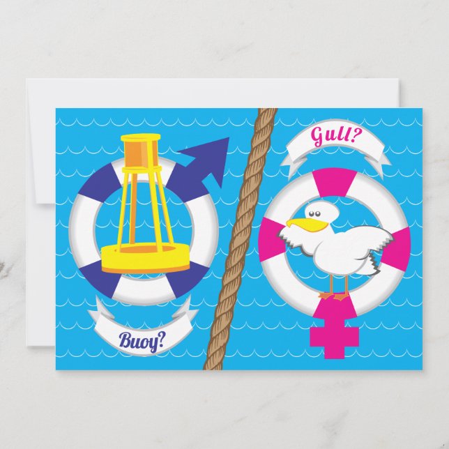 Cute Nautical Gender Reveal Party Invitaion Invitation (Back)