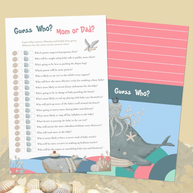 Cute Nautical Guess Who Pink Baby Shower Game (Cute Nautical Guess Who Pink Baby Shower Game ©Susanne Sachers - Sunny Mind Design 🌞)