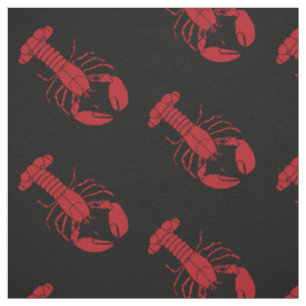 cute nautical lobster fabric red black
