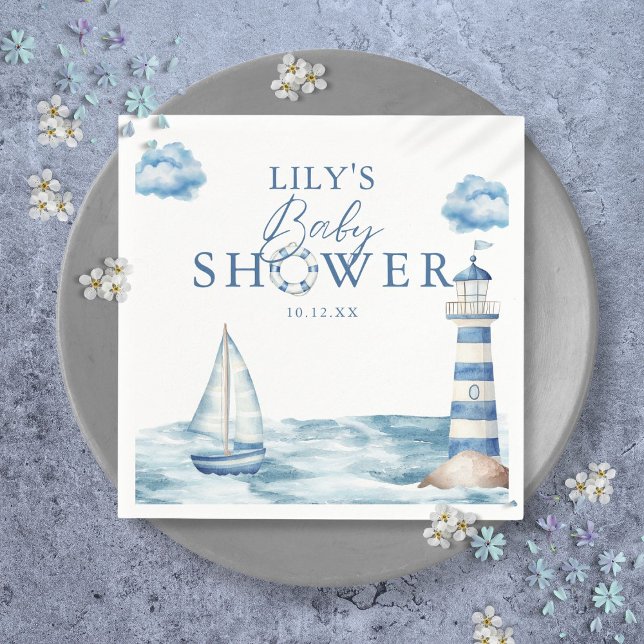 Cute Nautical Ocean Baby Shower Napkin (Cute Nautical Ocean Baby Shower Napkins)
