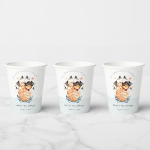 Cute Nautical Pirate Ship Lion Cub Kids Birthday Paper Cups