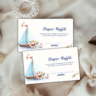 Cute Nautical Sailboat Diaper Raffle Baby Shower Enclosure Card