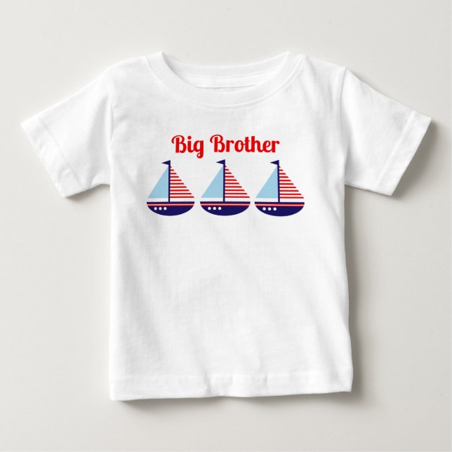 Cute Nautical Sailboat Personalised Kids Baby T-Shirt (Front)