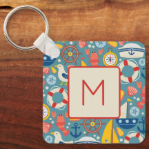 Cute Nautical Sea Life Monogram