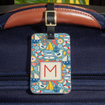 Cute Nautical Sea Life Monogram