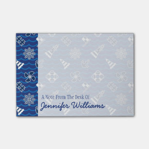 Cute Nautical Waves Pattern Add Your Name Post-it Notes