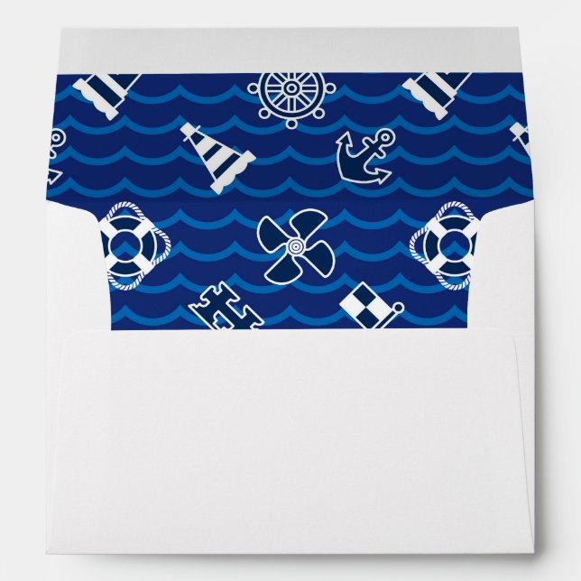 Cute Nautical Waves Pattern Envelope (Back (Bottom))