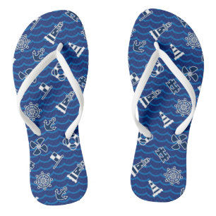 Cute Nautical Waves Pattern Jandals