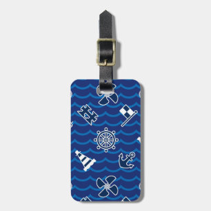 Cute Nautical Waves Pattern Luggage Tag