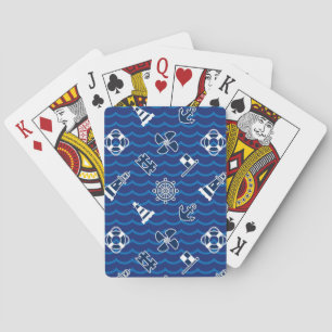 Cute Nautical Waves Pattern Playing Cards