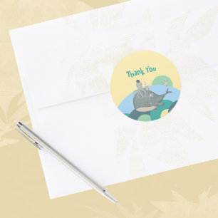 Cute Nautical Whale Squid Yellow Baby Shower Classic Round Sticker