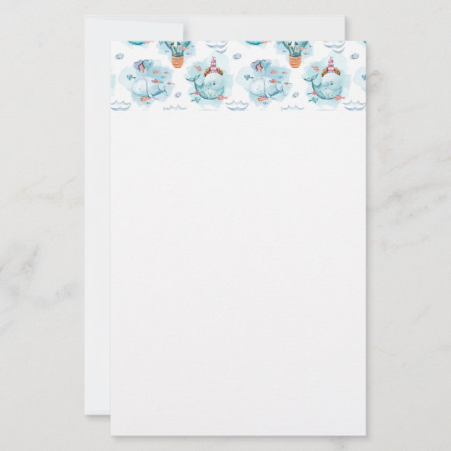 Cute Nautical Whales Watercolor Pattern (Front)