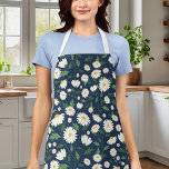 Cute Navy Blue And White Floral Daisy Apron<br><div class="desc">Cute Navy Blue And White Floral Daisy Apron</div>
