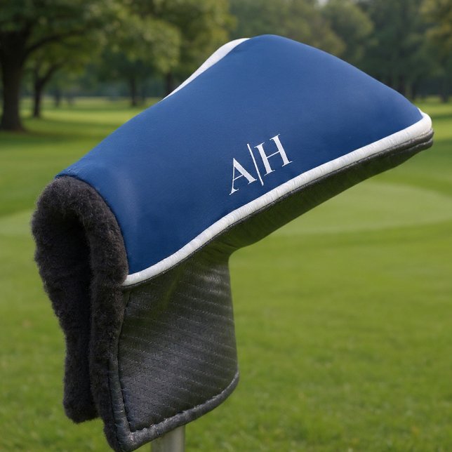 Cute Navy Blue and White , Modern Monogram Golf Head Cover (Creator Uploaded)