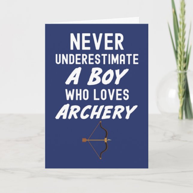 Cute Navy Blue Archery Cards For Baby Boys Archer (Front)