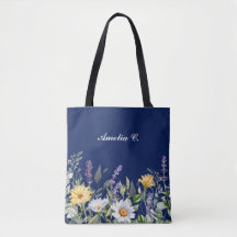 Cute Navy Blue Boho Wildflower Design